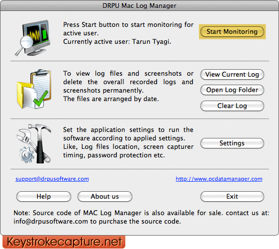 Keystroke capture software for Mac OS X